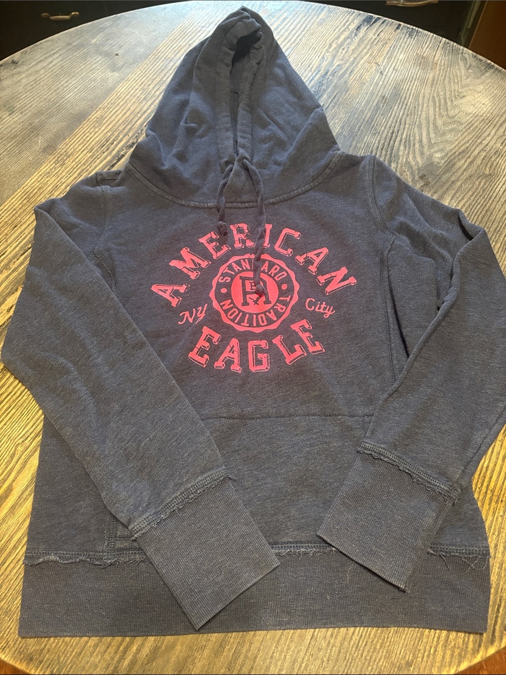 American Eagle Outfitters Navy Hoodie with Pink Logo